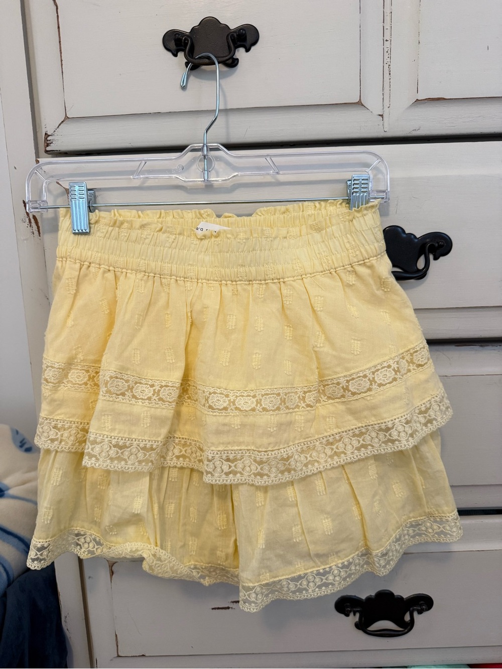 Altard state Yellow Tiered Lace-Trim Skirt - Women- new with tags